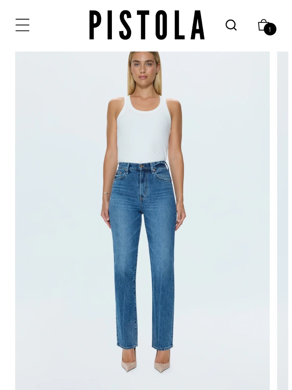 Pistola Cassie Super High Rise Straight Leg Jean in Palladium Wash
